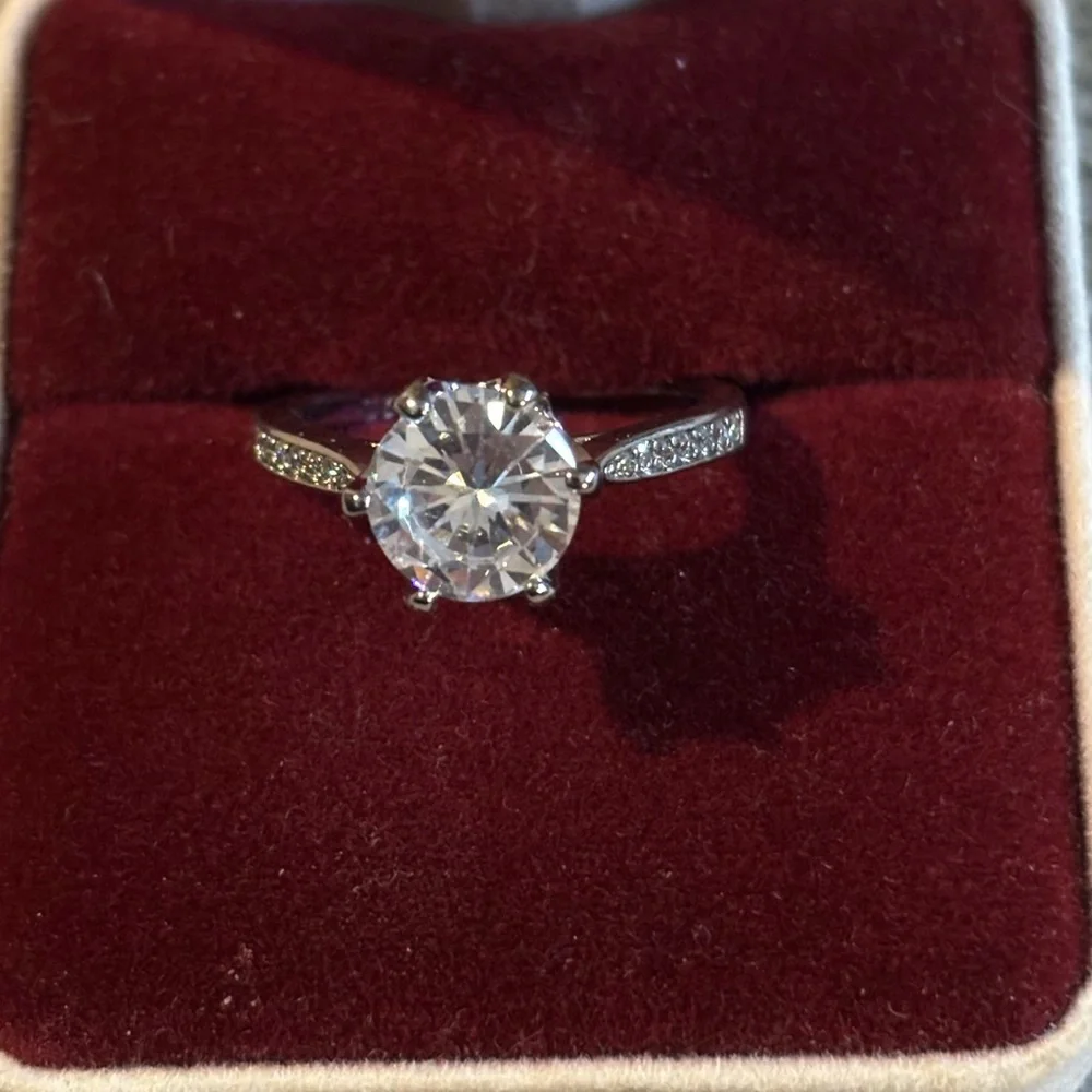 Sterling Silver Engagement Style Ring Size 6